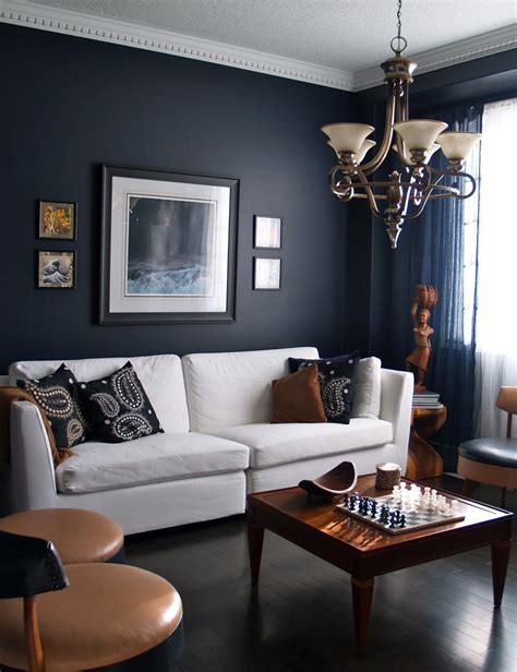 15 Beautiful Dark Blue Wall Design Ideas | Navy blue living room, Dark ...