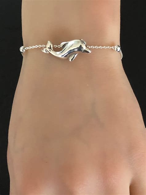 Dolphin Bracelet Sterling Silver Beaded Bracelet Dolphin | Etsy