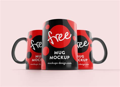 Free Mug Mockup PSD Set with 4 Different Angles - Good Mockups