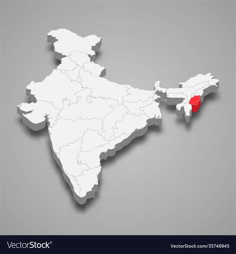 Manipur state location within india 3d map Vector Image