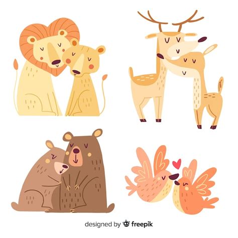 Free Vector | Valentine's day animal couple collection