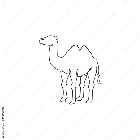 One single line drawing of desert Arabian camel for logo identity. Cute ...