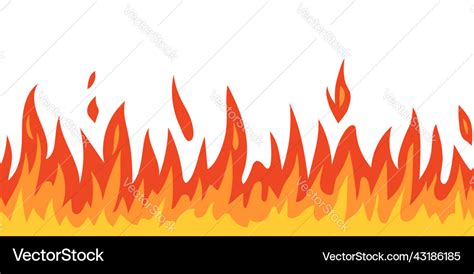 Cartoon fire flame seamless frame border Vector Image