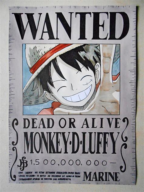 Monkey D Luffy Wanted Poster, One Piece , Painting by Celeste Skyhawer ...