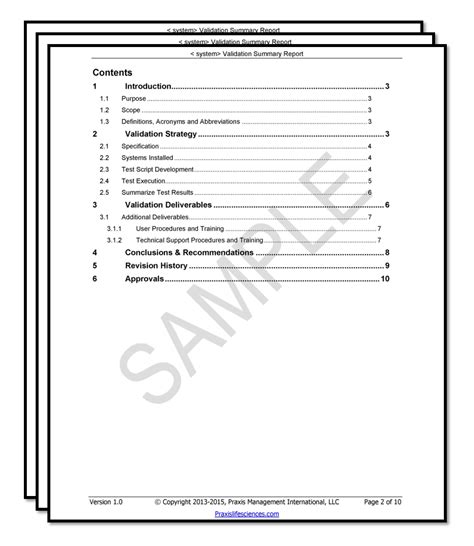 Validation Report Template