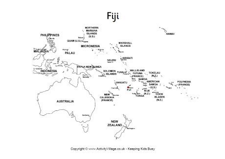 Fiji on a Map of Oceania