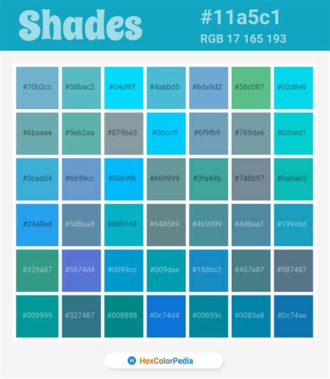 75 Shades Of Cyan Color (Names, HEX, RGB, CMYK Codes) –, 42% OFF