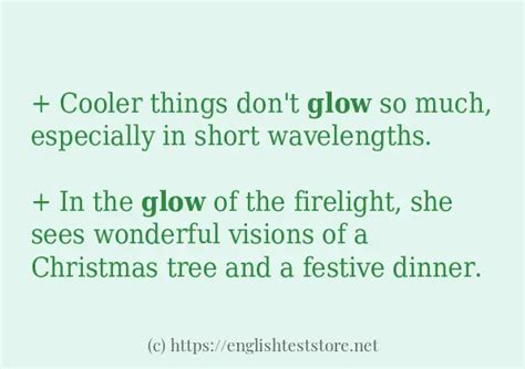 Some in-sentence examples of "glow" - EnglishTestStore Blog