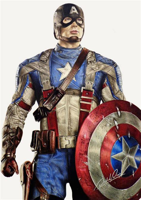 Captain America Drawing by David Dias