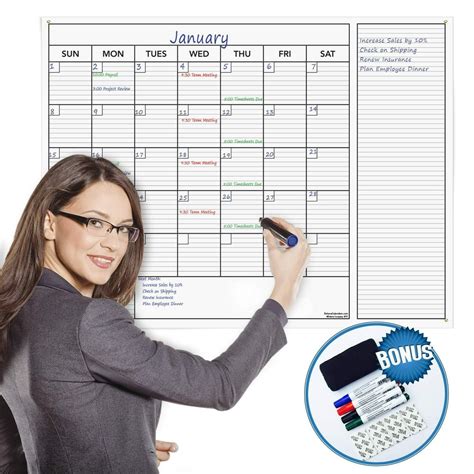 Delane Large Dry Erase Wall Calendar Planner, 24 x 36 Inch Erasable ...