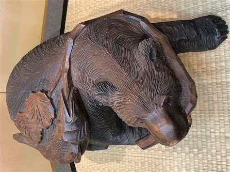 Japanese Wood Carving of Kuma ( Bear ). – Kuraya