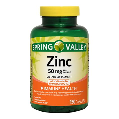 Spring Valley Zinc with Vitamin D Immune Health Capsules Dietary ...