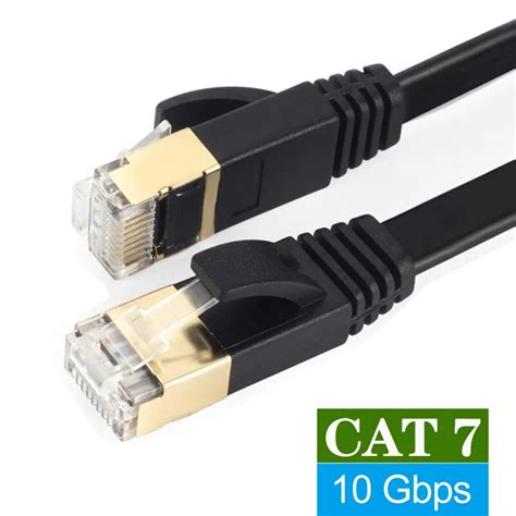 Black-White-Cat-7-Ethernet-Cable-Flat-20m-10Gbps-10m-Cat7-RJ45-Network ...