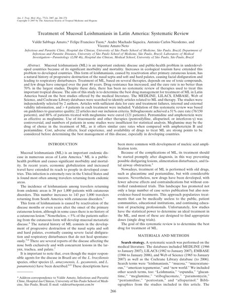 (PDF) Treatment of Mucosal Leishmaniasis in Latin America: Systematic ...