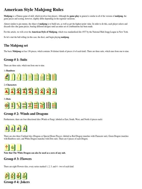 Mahjong Rules Printable