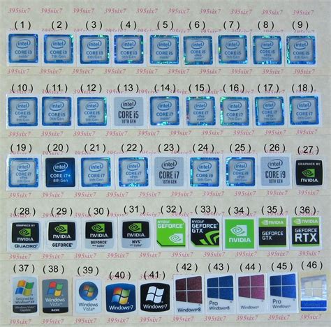 Laptop PC Processor cpu Sticker (6th 7th 8th 9th 10th Gen) OS Nvidia | eBay