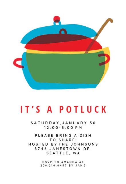 Potluck Invitation Templates (Free ... | Potluck party invitations ...