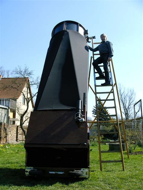 Dr. Erhard Hanssgen with his self-made forty two inch (107cm) Dobsonian ...