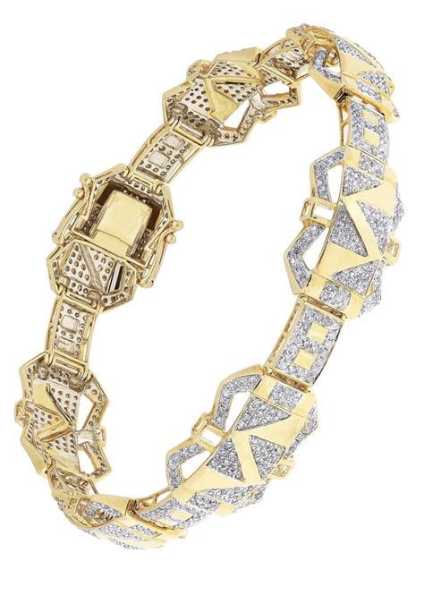 Mens Diamond Bracelet Yellow Gold| 3.72 Carats| 25.42 Grams – FrostNYC