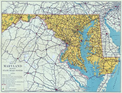 Large detailed road sysytem map of Maryland state – 1937 | Vidiani.com ...