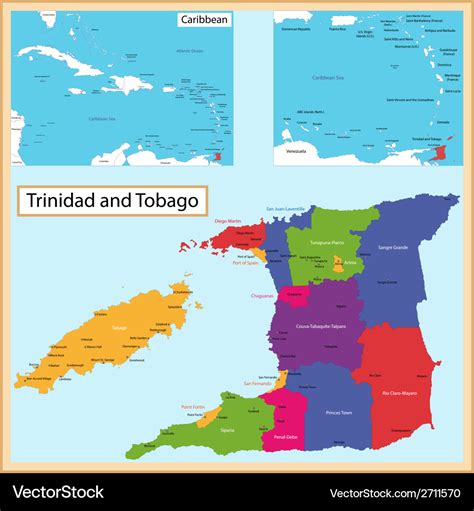 Trinidad and tobago map Royalty Free Vector Image