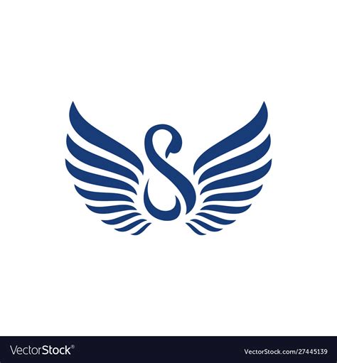 New stylish spreading wings swan logo design Vector Image