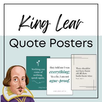 King Lear Quote Posters for classrooms by MyTeacherReads | TPT