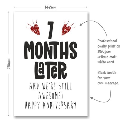 7th Month Anniversary Card 7 Months Later and Still Awesome - Etsy UK