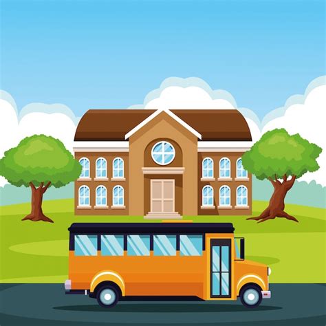 Free Vector | School bus passing by cartoon