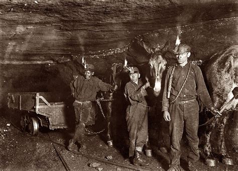 Young Boys Miners Down the Coal Mine Pit and Pony 1908 Vintage Photo ...