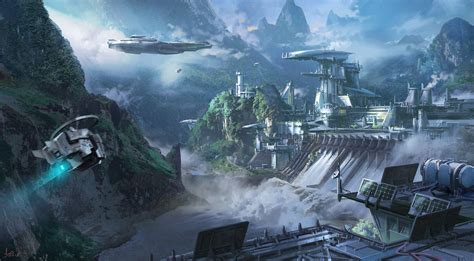 ArtStation - The base, ling xiang | Sci fi landscape, Fantasy landscape ...