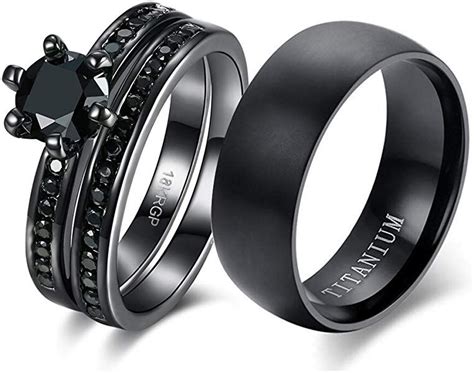 Women's Black Titanium Wedding Bands - jenniemarieweddings