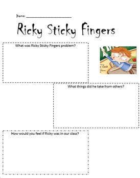 Ricky Sticky Fingers Activity by Jordan Brown | TPT