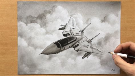 F-14 Pencil Drawing of a Fighter Plane - YouTube