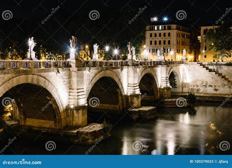 Bridge of Castel Sant Angelo at Night Editorial Stock Photo - Image of ...