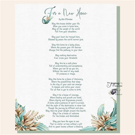 New Home Blessing Printable Poem, Digital Download, Watercolor Vanilla ...