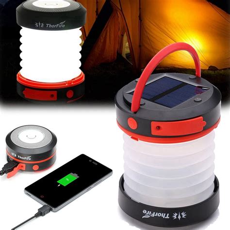 ThorFire Solar LED Camping Lantern USB Rechargeable Light for Outdoor ...