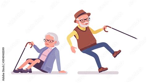 Old people, elderly man, woman in slip and fall accident. Senior ...