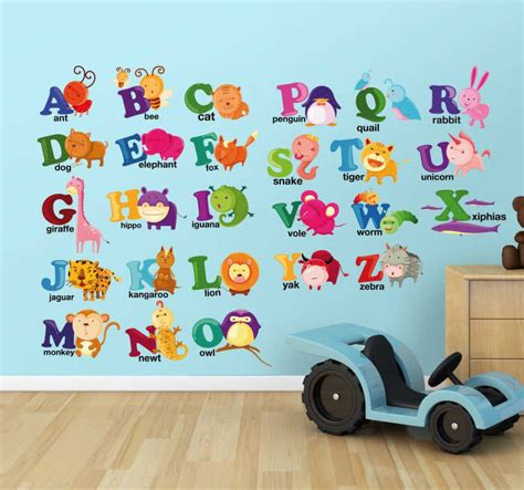 Wild Animal Alphabet Wall Sticker - TenStickers