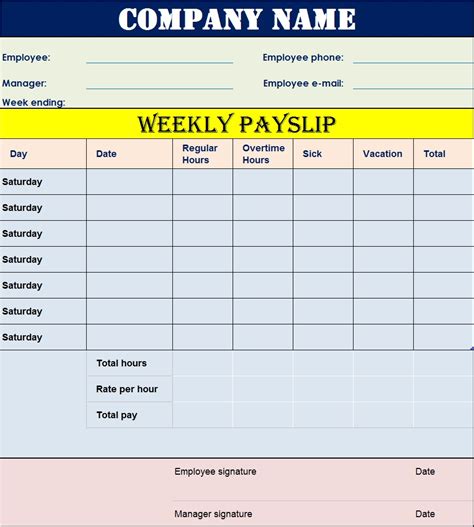 Payslip Template - Excel Word Template