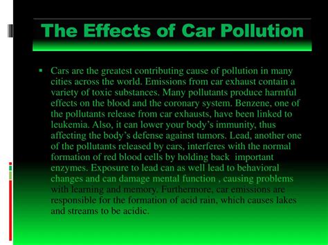 PPT - The effects of car pollution PowerPoint Presentation, free ...