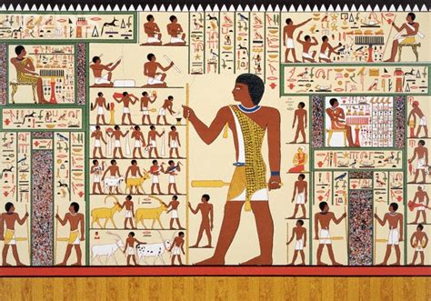 Wall Painting with Egyptian Hieroglyphics from Tomb 24, Giza | Egypt ...