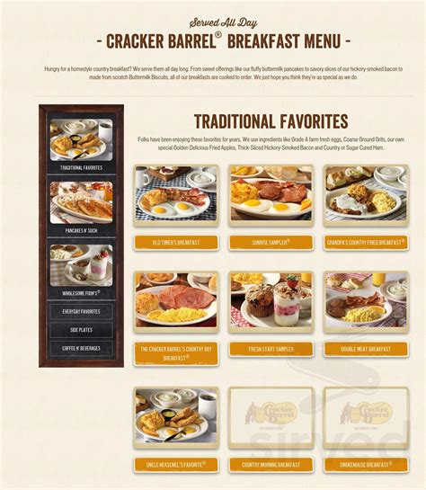 Cracker Barrel Breakfast Menu Printable