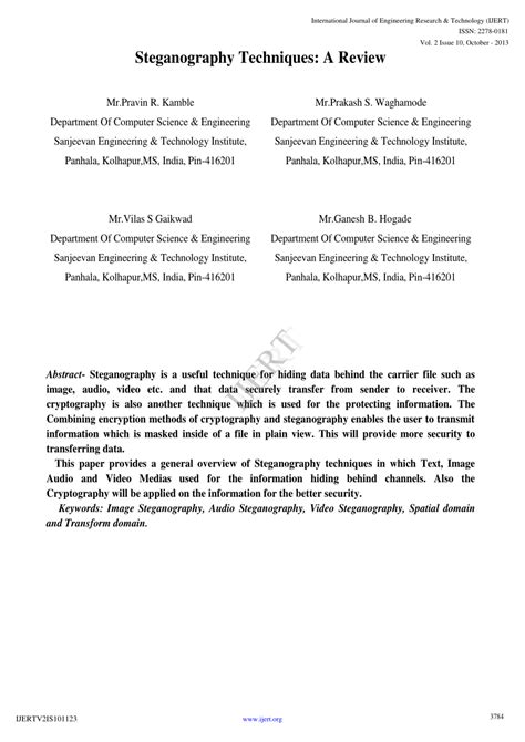 (PDF) Steganography Techniques: A Review