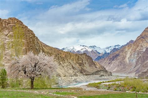 Premium Photo | A panoramic view of the turtuk valley and the shyok river