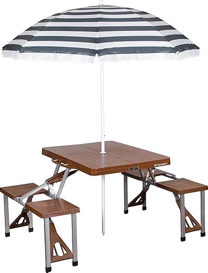 Amazon.com: Stansport Picnic Table and Umbrella Combo - Brown (G-915-45 ...