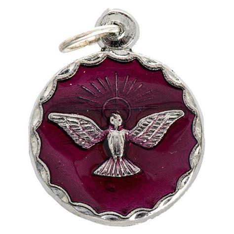 Confirmation medal, red enamel and Holy Spirit 18mm | online sales on ...