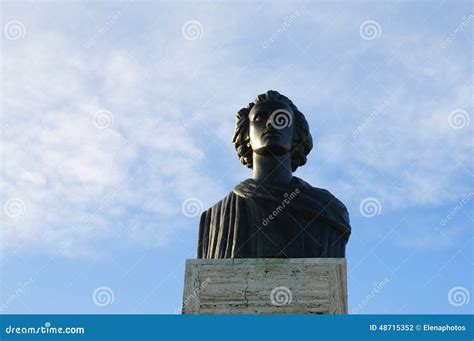 The Statue of Mihai Eminescu,situated in Constanta, Romania. Stock ...