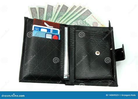 Wallet with money stock image. Image of black, card, money - 14069523