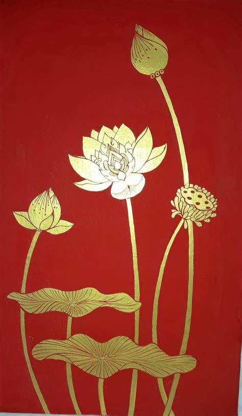 Pin by Thapyay on Folk art painting | Lotus art, Art painting, Flower ...